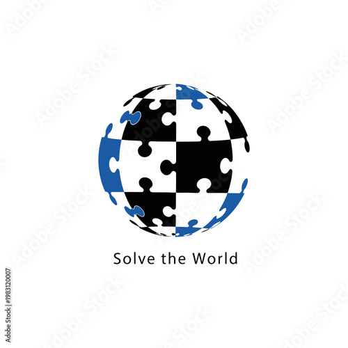 Jigsaw puzzle globe with pieces.