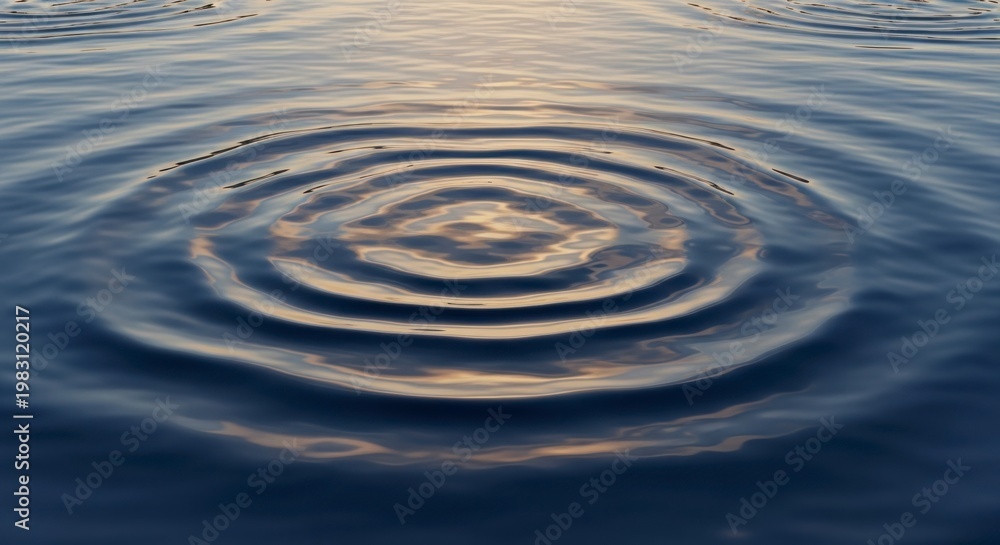 Fototapeta premium Circular water ripples with subtle reflection and texture concept background