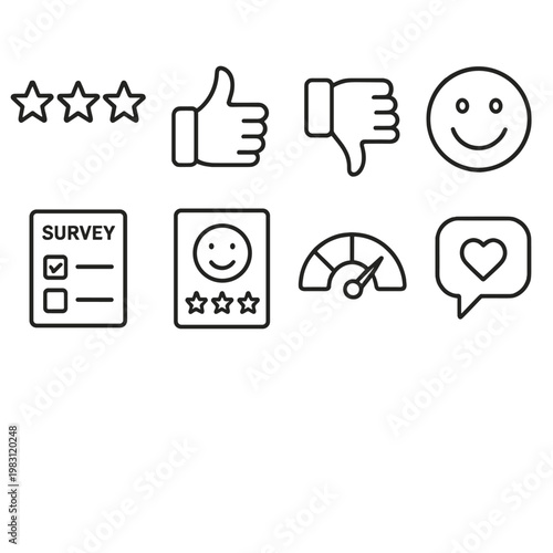 Minimalist icons of ratings and feedback for user experience