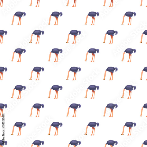 Ostriches burying heads in the ground, representing denial and ignorance repeating as a seamless pattern