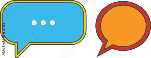 Colorful speech bubbles illustration communication dialogue and conversation visual elements in a minimalist design