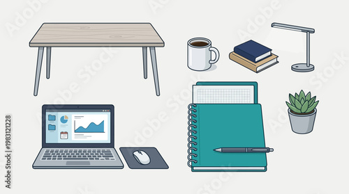 Office workspace with laptop and supplies.