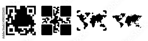 global connectivity qr codes with world map digital networking concept