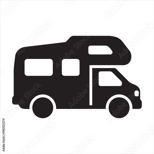Recreational vehicle icon for camping and travel adventures