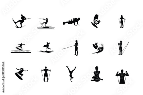Tai Chi and Qi Gong Meditation Silhouettes Fluid Martial Arts Movement, Zen Poses, and Internal Energy Practice