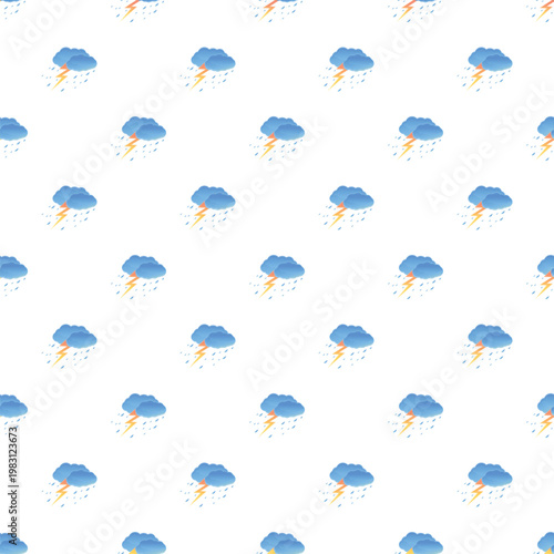 Repeating weather icons on white background creating a seamless pattern