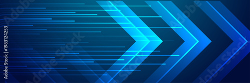 blue glowing arrow light background. Future digital growth technology
