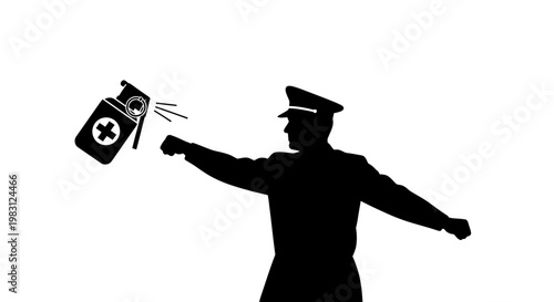 Police Officer Silhouette Sprays Pepper Spray