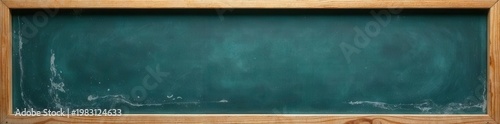 Rubbed-out dirty chalkboard; visible wood frame , writing, blank, rustic