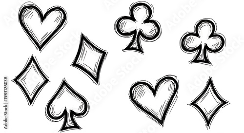 Playing card suits sketches