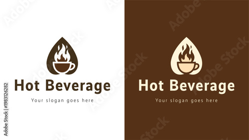 minimalist beverage logo, modern coffee logo design, caffe symbol, Hot Beverage Coffee Logo Design, steaming cup of tea or coffee with roasted beans, modern cafe and restaurant branding symbol