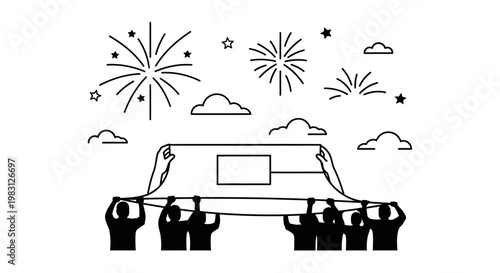 Team Unveiling New Product with Fireworks Celebration