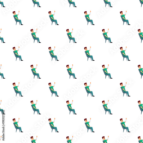 Man with a bandaged hand sitting in a chair forming a medical pattern design