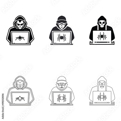 cybercrime and hacking concept with hooded figures.