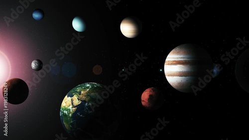 Solar System Animated with Aligned Planets, Animation of the solar system with planets aligned near the sun