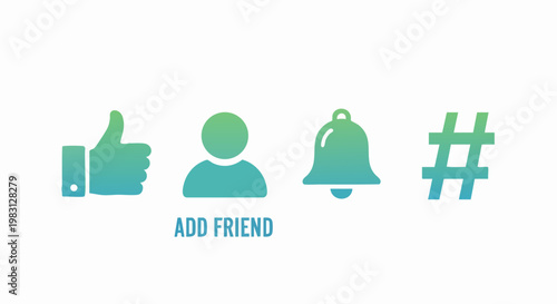 Digital Social Media Icons: A collection of clean, modern icons represents the essential elements of an engaging social platform, ready to enhance user interface design.