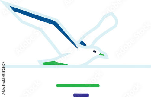 Abstract digital art a modern composition of blue green and white geometric shapes