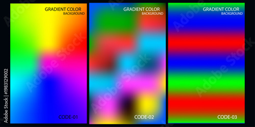 Vibrant gradient trio a colorful abstract display of blended hues and smooth transitions