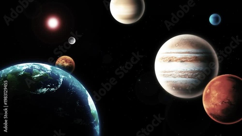 Digital Animation of the solar system with planets