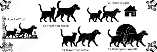 dog silhouettes with captions vector illustration