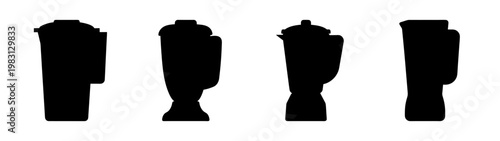 set of four minimalist kitchen appliance icons in flat design style