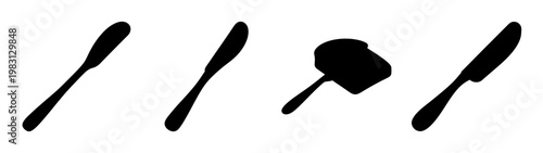 Set of black kitchen utensils isolated on white background minimal design