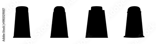 set of four minimalist black kitchen graters isolated on white background