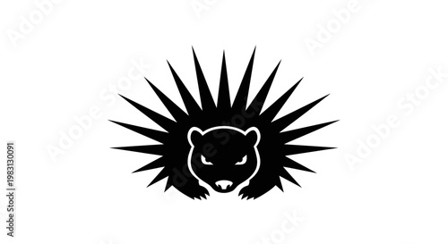 Εκτύπωση καμβά Black Hedgehog Silhouette Logo Icon - Sharp Spikes