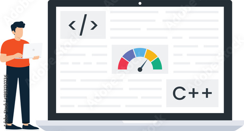 Computer user troubleshooting internet connection network failure digital problem wireless signal issue technical support flat design concept