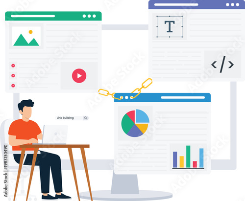 Man budgeting financial planning expense tracking online calculation digital finance money management personal budget utility bills computer screen flat design modern concept business planning