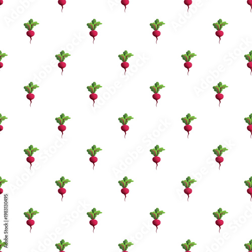 Beetroot vegetable pattern repeating across a white background, symbolizing organic nutrition