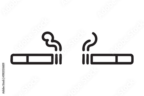 Smoking cigarette icon set, health warning, addiction concept and public awareness symbols