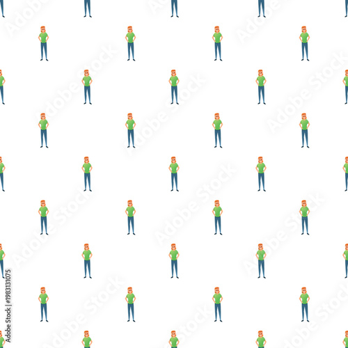 Cartoon woman with ginger hair standing, creating a repeating pattern