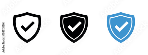Shield check icon modern vector illustration secure approval verified badge protection symbol trust security design isolated on white background