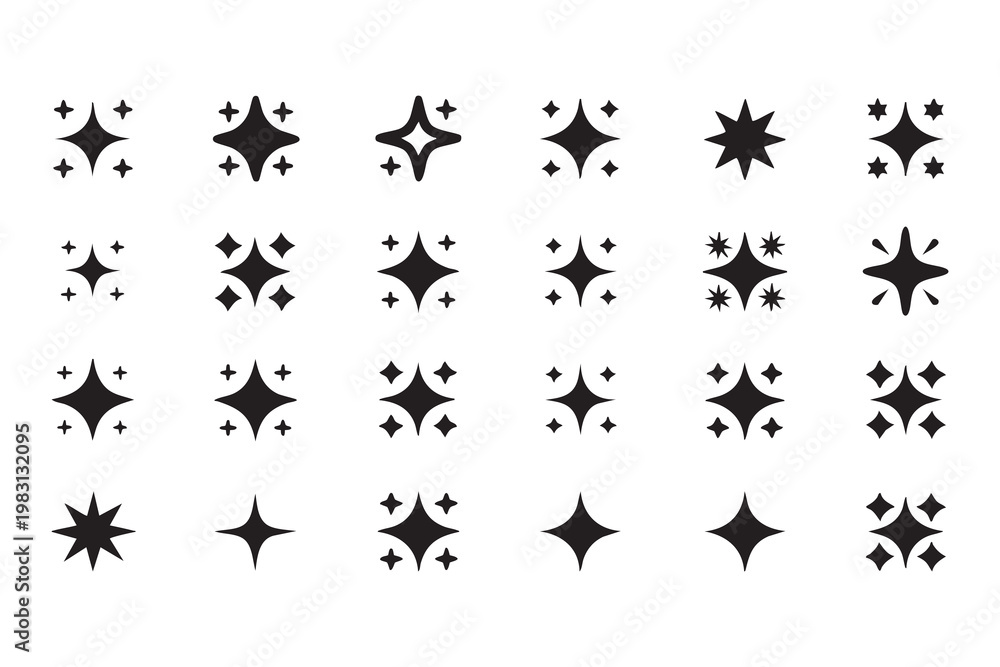 Fototapeta premium Sparkle glow icons, star shine, light effects and decorative design elements