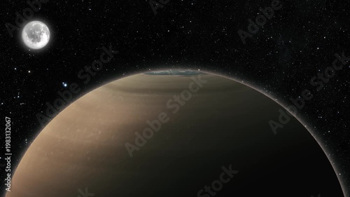 Realistic depiction of a Saturn planet with a shadowed side in space