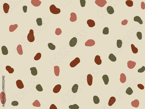 不揃いな水玉模様と暖色系の配色が温かいナチュラルな北欧風デザイン背景