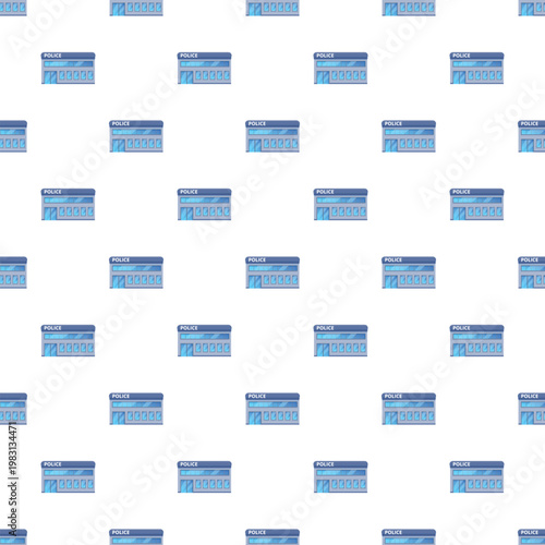 Police station buildings forming a seamless pattern for law enforcement concepts