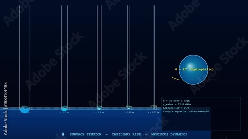 Wallpaper Mural Dynamic Surface Tension representation in beautiful 4K 3D animation, ideal for educational science backgrounds. Torontodigital.ca