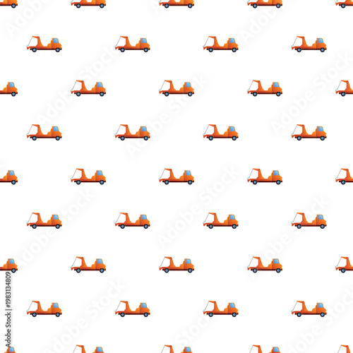Repeating orange tow truck pattern representing road assistance and transport service