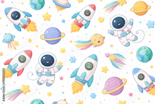 An elegant and fresh seamless pattern featuring a tropical botanical theme. The design showcases beautifully rendered pink hibiscus flowers, yellow frangipani (plumeria), and a variety of lush green 