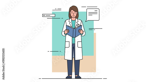 Doctor reading a book, medical education, research, and knowledge