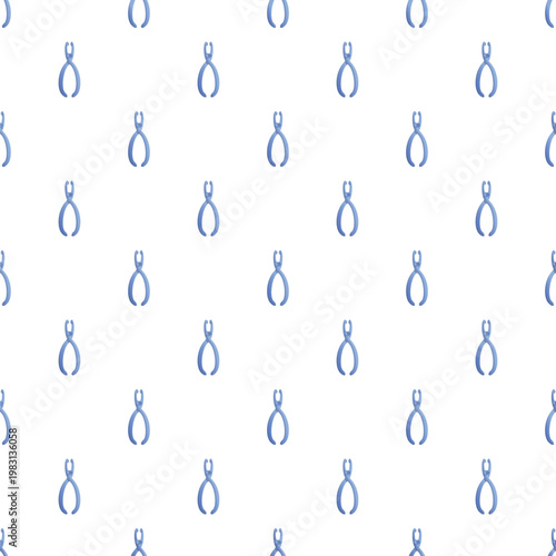 Repeating pattern of dental extracting pliers on a white background