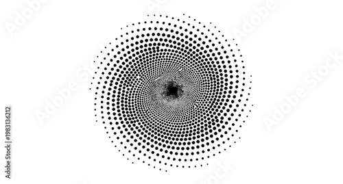 Abstract Circular Black Dot Swirl Vortex Motion Design Minimal Vector Art