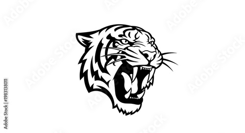 Fierce Tiger Head Roaring Aggressive Wild Animal Mascot