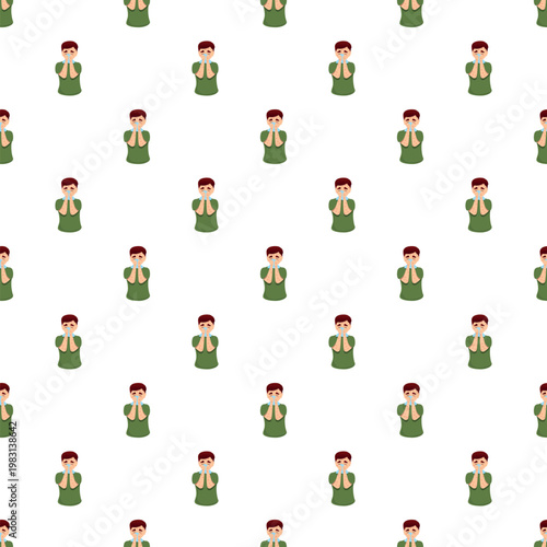 Repeating pattern of a man sneezing into his hands due to an allergic reaction