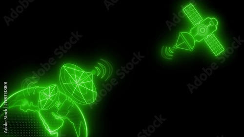 Futuristic Neon Satellite Communication Animation