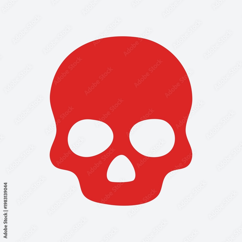 Fototapeta premium Minimal skull icon representing danger or death. Clean flat SVG design suitable for warning signs, hazard alerts, Halloween themes, and risk-related graphics.