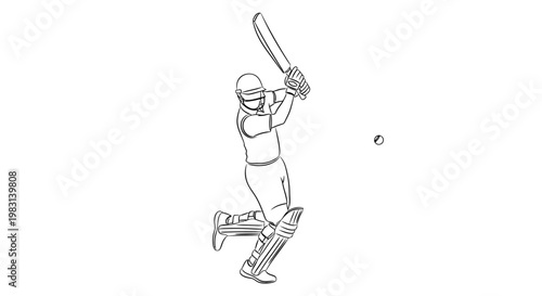 Sketch of a cricket player in action preparing to hit the ball