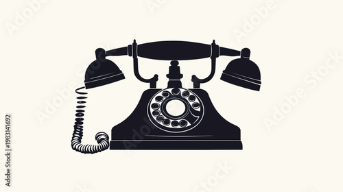 Vintage rotary phone on a plain background